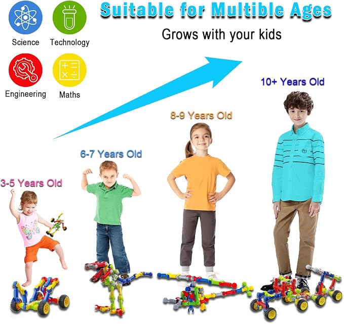 Huaker STEM Building Toys for 3 4 5 6 7 8 Year Old Boys Girls Birthday Gift | 125 Pcs STEM Activity Kit & Toy for Kids Ages 3-8 with Portable Storage Box, Perfect for Preschool, Homeschool, and Classroom