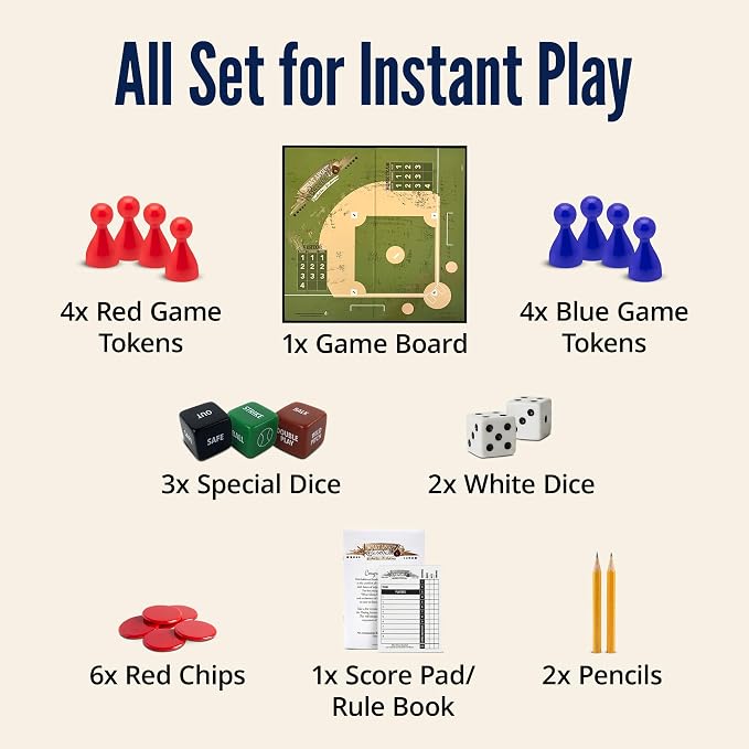 Baseball Gifts for Boys 8-12, Baseball Board Games for Kids and Adults with Dice, Tokens, & Score Pad, Fun Indoor Game with Basic and Advanced Play, Family Friendly Sports Board Game for All Ages