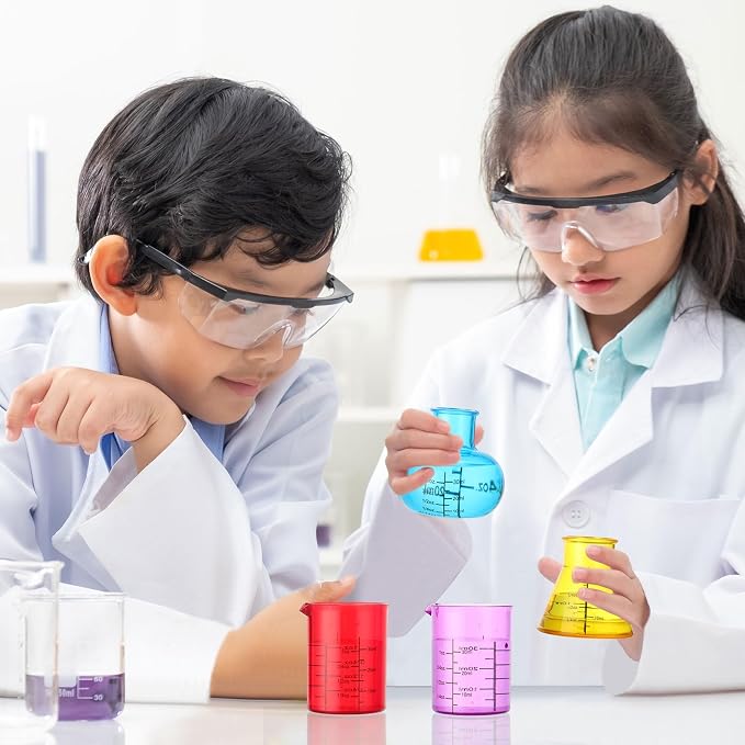 8 Pcs Science Measuring Flask Set for Kids | Graduated Cylinder, 30ml, Colorful, Science Kits for Kids, Ideal for DIY and Lab Experiment, PS Plastic