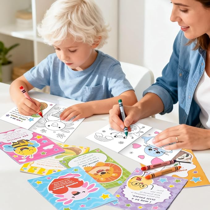 Dvbonike 24Pcs Positive Coloring Books Animal Inspirational Puns DIY Pages | Color-in Booklet Bulk, Motivational Encouragement Drawing Artwork, Party Favor, School Supplies, Classroom Rewards, Gift