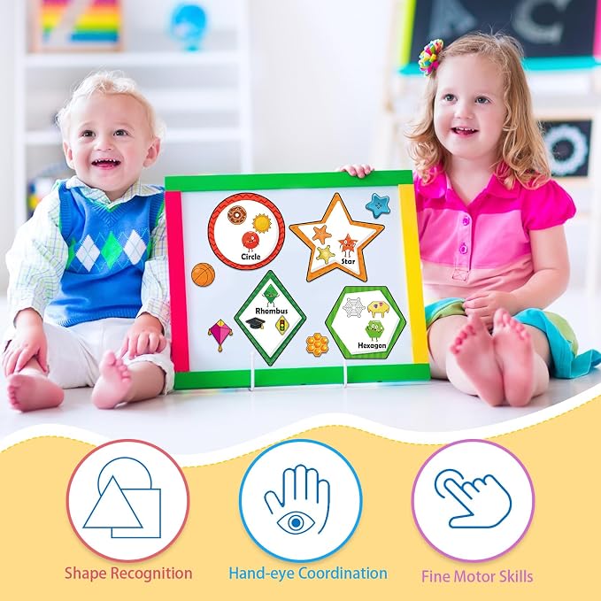 Blosssound 10 Set Magnetic Shape Sorting for Kids Learning Toys,Colorful | Matching Games Magnetic Color Sorting, 30 Everyday Objects Magnets Shape Toys for Toddler, Early Learning, Boys Girls Gifts