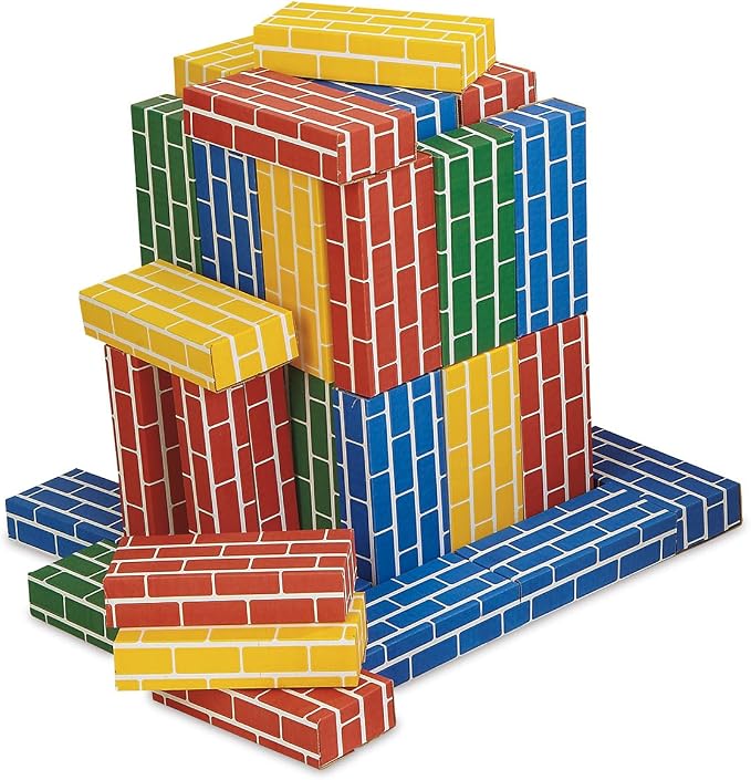 Lillian Vernon Primary Building Bricks | Set of 24 Kids Cardboard Blocks , Each 9" x 4" x 2"