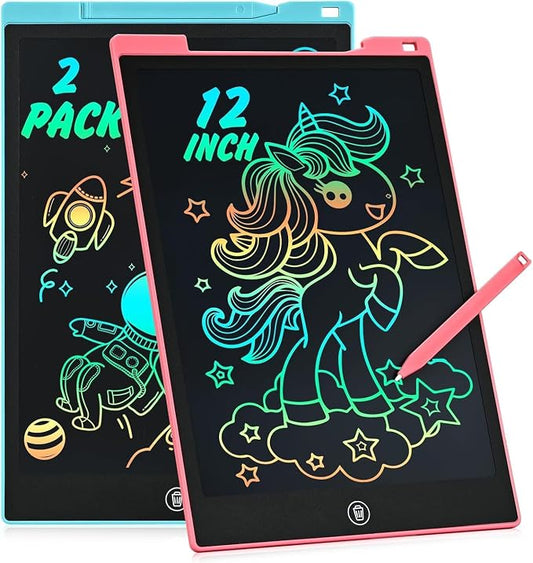 cimetech 2 Pack LCD Writing Tablet for Kids, Doodle Board Drawing Pad | 12 Inch Toddler Toys for 3-8 Year Old Girls Boys, Travel Essentials, Educational Toys Birthday Gift for Children