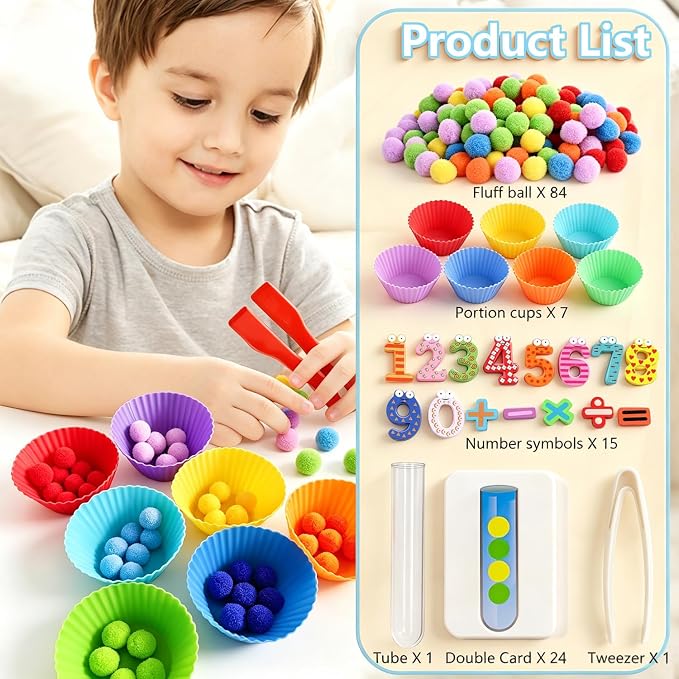 Fine Motor Skills Toys for Toddlers 3-4 Color Sorting Toys Preschool Toy Fine Motor Counting Game Peg Board Bead Game Educational Activities Toy Rainbow Stacking Math Number Learning for 3 4 5 6 7 8