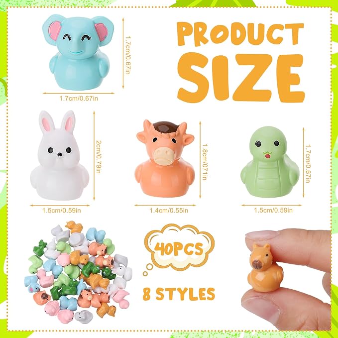 40 Pack Novelty Animal Ducks Toy Figures, Tiny Animals to Hide | Ducks Party Favor Birthday Gift Decoration (8 Styles)