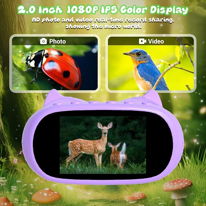 2.0" Handheld Microscope for Kids, 2 in 1 1000X Pocket Digital Microscope & 10X Telescope for Kids - Science Kits STEM Toys - Gifts for Boys Girls Ages 3 4 5 6 7 8 9 10 11 12 (Purple)