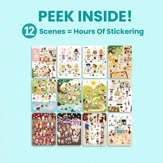 Cupkin Together with You Coloring & Sticker Activity Book | 500+ Stickers | Spiral-bound kids craft format with 12 scenes, 12 art pages, side-by-side viewing, and an easy-peel design for ages 2–8