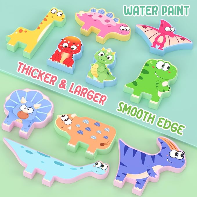 Zeoddler Montessori Toys for Toddlers, 10 Pack Wooden Dinosaur Stacking Blocks, Sorting & Stacking Preschool Learning Activities, Gift for Boys, Girls
