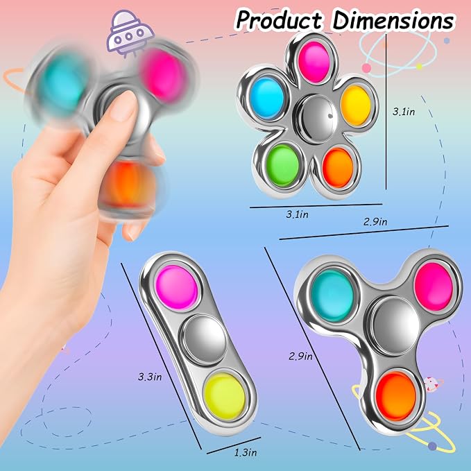 FIGROL Fidget Toys 3 Pack,Pop Fidget Spinner for Kids & Adults Relieves Stress and Calm Down,Sensory Toys for Kids with Autism ADHD Toys(Silver)