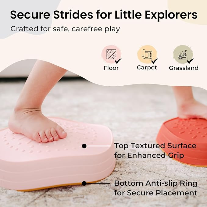 Tiny Land Stepping Stones for Kids, 5pcs Non-Slip Balance Toddler Toys | Sensory Stepping Stones for Toddlers 3-5 to Promote Balance, Coordination, and Active Play Skills Indoors or Outdoors
