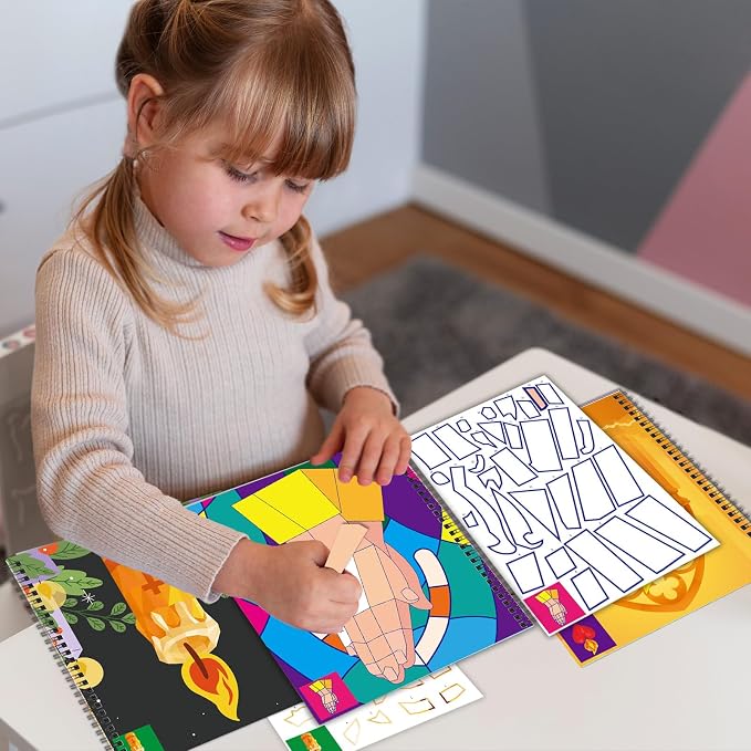 Omgouue 2PCS Bible Crafts for Kids Ages 4-8 Sticker Paint Books Includes Christian Jesus Angel Adam&Eve Theme Party Create 20 Pictures Sticker Sheets are Separate