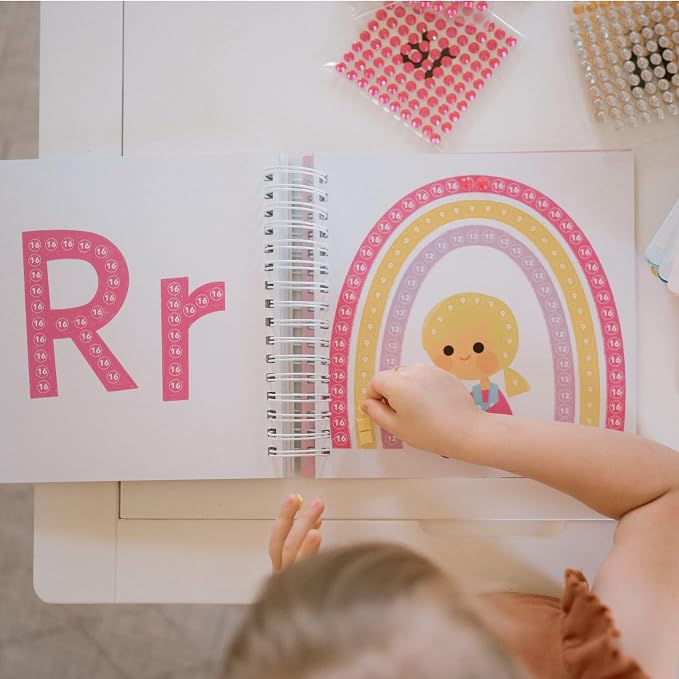 Cupkin Mosaic Sticker Art | ABC Activity Book, 52 Pages, 3000+ Stickers | Kids craft kit with number-guided letter designs, jewel and foam pieces, and a portable format for boys and girls on the go