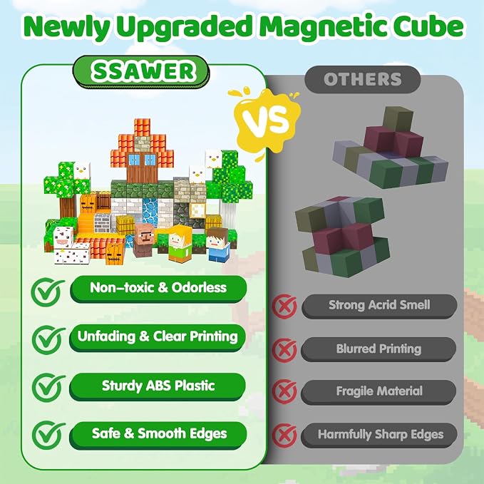 Magnetic Blocks, 150PCS Light Up Building Cube Toys Gifts for Kids | Magnetic Cubes, 0.8 inches Building Blocks, 2PCS Light Up Blocks, STEM Toys Christmas Birthday Gifts for Kids Boys Girls