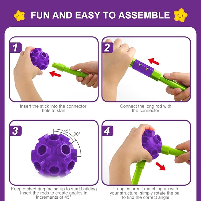 SpringFlower Fort Building Kit for Kids,STEM Construction Toys, Educational Gift for 4 5 6 7 8 9 10 11 12 Years Old Boys and Girls,Ultimate Creative Set for Indoor & Outdoors Activity,140 Pcs,Purple