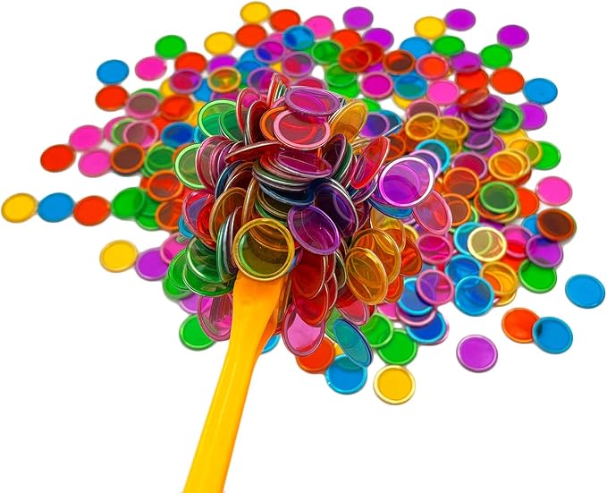 JUNWRROW Magnetic Bingo Wand with Chips,6-Pack& 600 Metal Chips, 6 Color Metal Chips-for Large Group Games,Family Game Night, Sensory Bins,Counting and Sorting,Science& Educational Activities