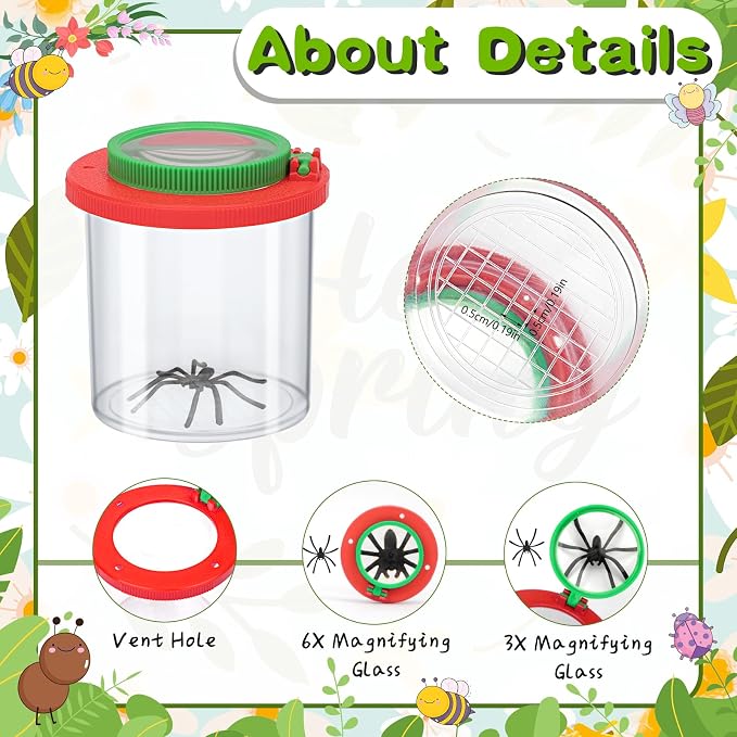 Coopay 6 Pcs Insect Bug Viewer for Kids - Bug Jars, Critter Insect Cage, Bug Container, Bug Catcher, Magnifying Insect Box for Children, Kids Science Nature Exploration Collecting Kit