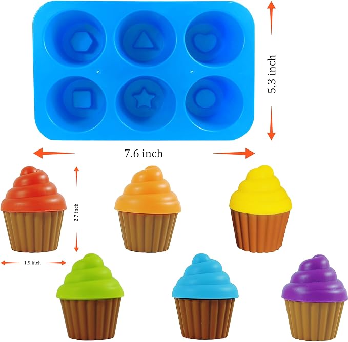 RAINBOW TOYFROG Cupcake Toy Toddler Toy Learning Colors and Shape-Shape Sorting Toys for Toddlers-Geometry Manipulatives Toddler Sensory Toys for Kids - Child Montessori Toys for Girls Boys