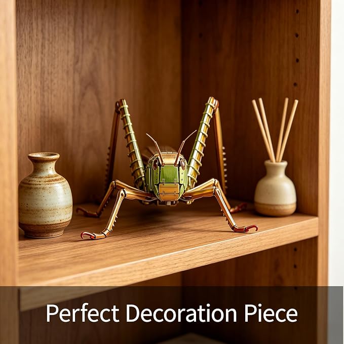 3D Acrylic Insect Puzzle DIY Bug Model Kit Animal STEM Gift | Building Kits Crafts Figurine Sculpture Nature Decoration Educational Display Toys for Kids Teens and Adults (Grasshopper)