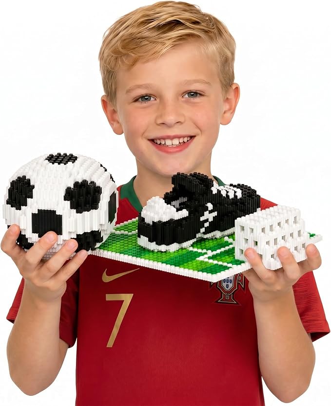 Soccer Ball Building Blocks Set, STEM Model Kit for Adults & Teens, Football Desk Decor Gift