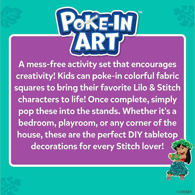 Skillmatics Poke-in Art – Lilo & Stitch, Wood Craft Kit, Gift for Kids | DIY Mess-Free Room Decor, Fine Motor Skills, Screen-Free Fun, Travel Activity, Girls & Boys Ages 4, 5, 6, 7, 8, 9