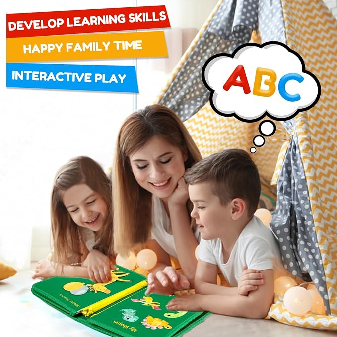 Toddler Busy Board Montessori Toys – Sensory Busy Book, Educational Learning Travel Toy for Airplane & Car, Keeps Toddlers Engaged, Birthday Gifts for Toddler Boys Girls