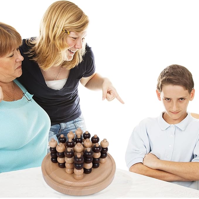 GOTHINK Portable 3D Wooden Four in a Row Board Games for Adults & Kids- 4 in a Row Game Set with Birch Chess for Family Night Games Birthday & Holiday Party Toy Gifts - Challenge Your Mind