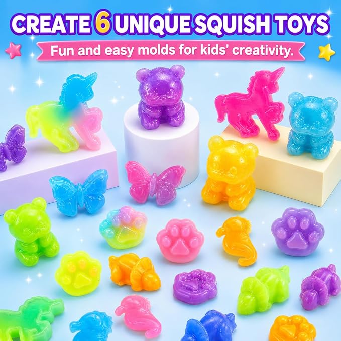 Carolart Squishy Making Kit, DIY Squishies Maker, Craft Kits for Kids | DIY squishy toys with fast curing nonsticky material, STEM arts & crafts activity kit, gift for girls and boys ages 6-12