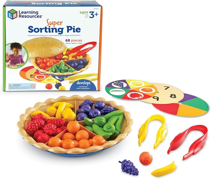 Learning Resources Super Sorting Pie - Sorting and Matching, Fine Motor Skills, Food Toys, Color Recognition, Counting Game, Preschool, Toddler Math Manipulatives, Gifts for Boys and Girls