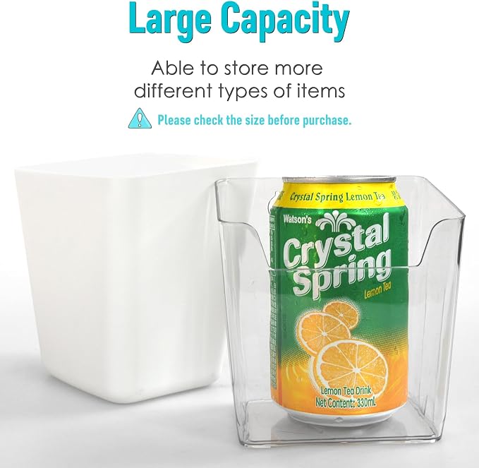 Clear Large Pegboard Cups, 6Pack Peg Board Square Storage Bins With Hooks | Big Open-Mouth Cups, 1/8" 1/4" Pegboard Organizer Accessories, Cup Holder for Craft Garage Workbench Office Tools Supplies