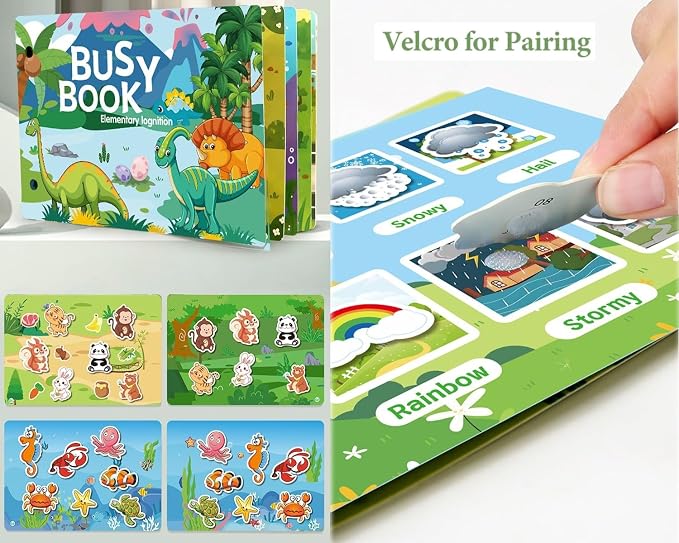 Busy Book for Toddlers 3+ Year Old, Montessori Sensory Quiet Book, Educational Learning Activity Books for Boys & Girls,Autism Sensory Travel Toys, Birthday