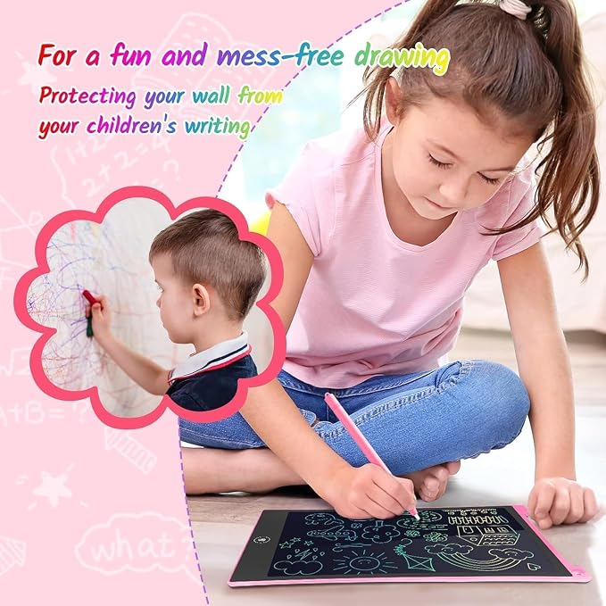 TECJOE 10 Inch 2 Pack LCD Writing Tablet for Kids, Mess Free Drawing Tablet | Colorful Drawing Pad, Travel Road Trips Essential, Quiet Time, Learning Toys Birthday Gifts for Boys Girls Ages 3-8