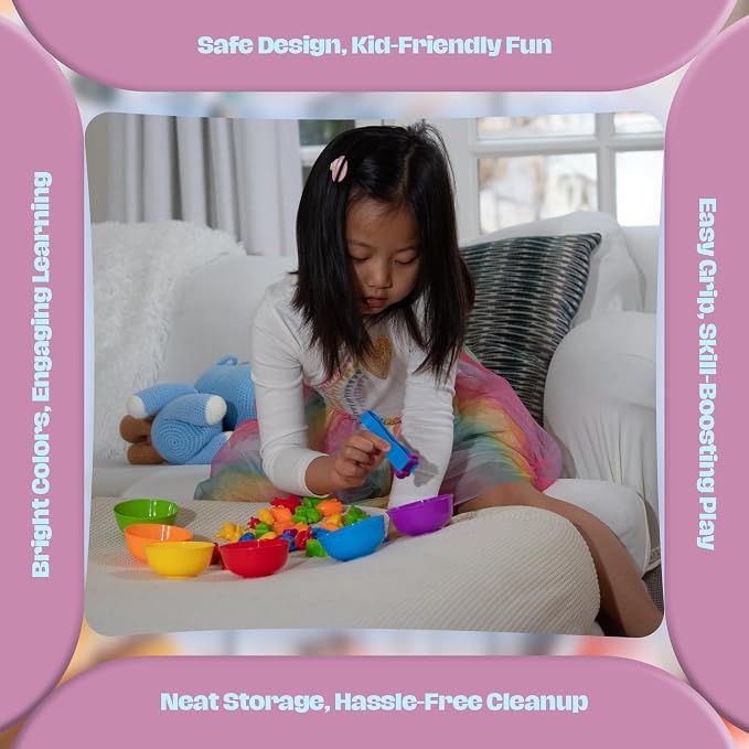 Montessori Sorting Toy for Toddlers– Fine Motor Skills, Sensory Bin & Preschool Learning Toys, Color Sorting Toys for Kids 3-5 Years, Learning Activities and Early Educational Toy