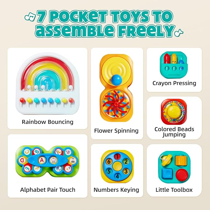 Busy Board 3.0 Detachable & Assemblable Toy for Toddlers 1+ | Portable Learning Activity Board with 7 Travel-Friendly Tools, Fine Motor Skills Development