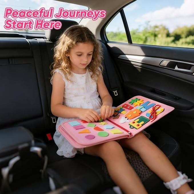 Unicorn Busy Book for Toddlers Ages 1-3, Educational Montessori Toys | 8-in-1 Educational Activity Board Sensory Travel Toy