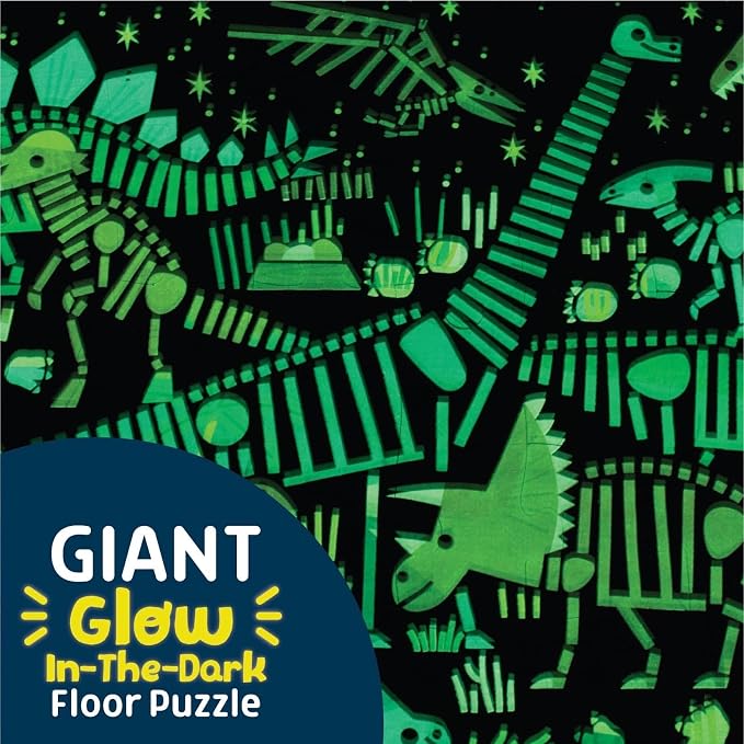 Chuckle & Roar - 50 Piece Dinosaur Floor Jigsaw Puzzle for Kids Ages 4-8 | Glow in the Dark, Dinosaur Large Pieces,3ft x 2ft giant format, Educational,Fine Motor Skills, Giftable