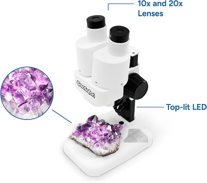 Educational Insights GeoSafari Stereoscope - Beginner Stereo Microscope for Kids 8-12, Electronic Stereoscope Viewer with Specimens, Kids Microscope Kit for Scientific Discovery, Student Microscopes