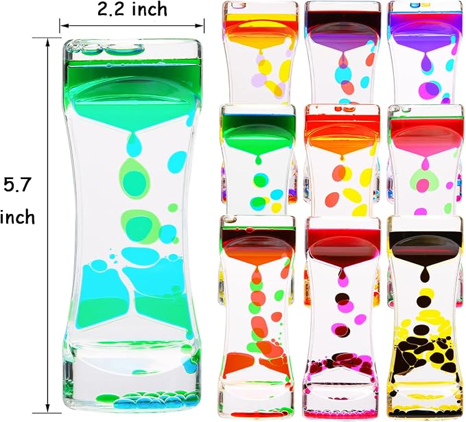 Liquid Motion Bubbler Timer - 10 Pack Colorful Sensory Play | Relaxing Motion Timer Fidget Calming Toys - Sensory Play for Adults and Kid Stress Management Hourglass Desk Decor