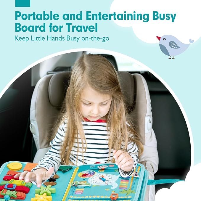 hahaland Busy Board for Toddlers Girls Montessori Toys for 3+ Year Old | Farm Animals Preschool Learning Activities Toddler Travel Toys for 3+