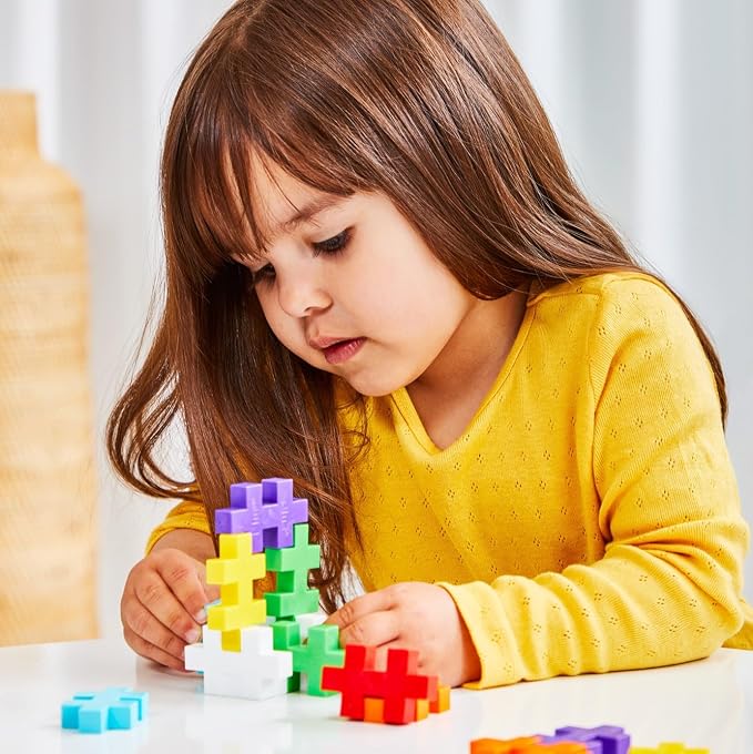 PLUS PLUS Big 15 Piece Rainbow Mix - Large Building Blocks for Toddlers | Quiet Stem Toys for Toddlers, Prek Classroom Essentials, Waffle Blocks Jumbo, Stem Bins for Classroom, Sensory Bins