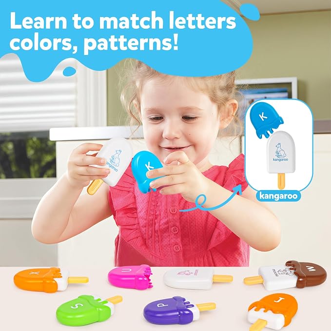 TSYAN Letters Matching Ice Cream Alphabet Learning Toys,Counting Animals and Color Sorting Set Preschool Learning Activities Stacking Toys,Upper & Lowercase ABC Game Fine Motor Toys Gift for Kids