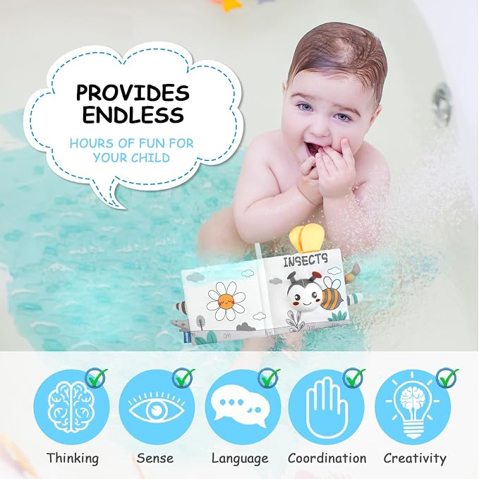HOTUT Soft Baby Book Toy - Newborn Crinkle Touch and Feel for 0-6 Months, 3D Toddler & Kids Toy, Gift for Boys & Girls (Bee)