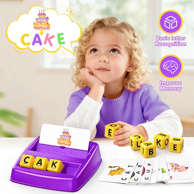 NARRIO Educational Toys for 3 4 5 Year Old Girls Boys Gifts, Matching Letter Spelling Games Learning Toys for Kids 2-4 Year Olds, Christmas Birthday Gifts for 3-6 Year Old Girls Toddler Toys Age 2-4