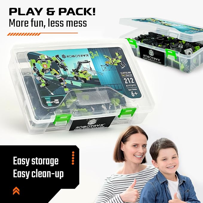 JITTERYGIT Mech Buildable Robot Glow in The Dark STEM Action Figure Toy Set, Cool Space Super Hero Christmas Birthday Gift, Xmas 3 in 1 Present DIY for Boys, Girls, Teen 6 7 8 9 10 Year Olds