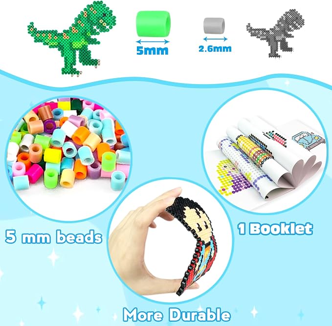 11000 Fuse Beads Kit for Kids-20 Colors 5mm Bead Craft Set with Storage Box, Pegboard, Ironing Paper and Accessories, DIY Craft Kits, Arts and Crafts Set Toys Gifts for Girls & Boys Birthday Christmas
