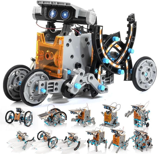 Solar Robot Kit, 14-in-1 STEM Building Toy for Kids DIY Science Robotic Set | Solar or Battery Powered Robot Building Kit, Educational STEM Robotic Toys for Kids Ages 8-12 Science Construction Gift