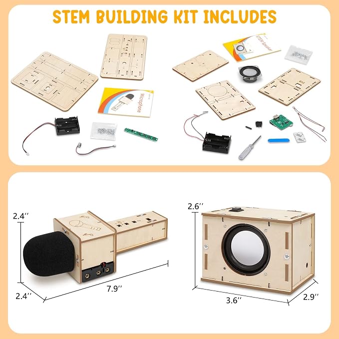 Stem Projects Karaoke Machine Toys for Boys Age 8-12 12-14 Science Kit Building Own Bluetooth Speaker & Microphone DIY Electronics Kit for Kids Kid 9-12 Boy Toys Birthday Gift 8 9 10 11 13 Teen Girl
