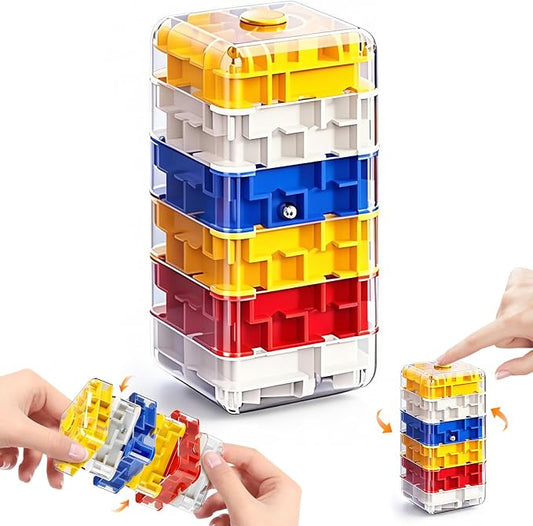 2-in-1 Fidget Spinner Maze Cube 3D Puzzle Brain Teaser 6 Level | Handheld Fidget Spinner Toy 3D Puzzle Cube Brain Teaser Game Stress Relief Anxiety Sensory Toy Travel Car Game Kids Adults