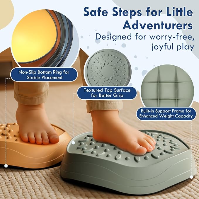 Lehoo Castle Stepping Stones for Kids, Non-Slip Toddler Stepping Stones, Indoor & Outdoor Sensory Toys for Toddlers 1-3, Balance Board Obstacle Course for Kids 3-5