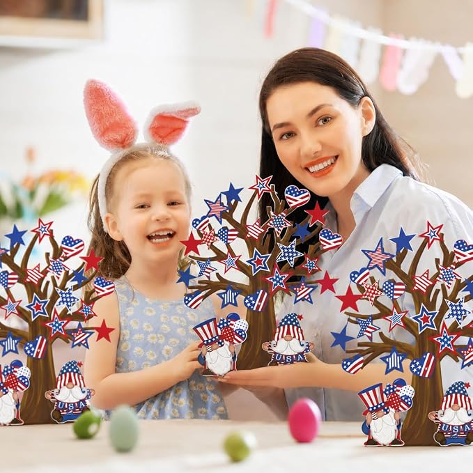 Cinrobiye 30 Set 4th of July Craft Kit, DIY Patriotic Tree Craft Activity for Independence Day Classroom Activities, USA Party Favors, Holiday Decorations and Summer Crafts