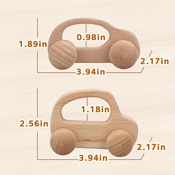 TOY Life Wooden Toys Cars, Montessori Baby Toys 6-12 Months, Wooden Baby Toys Rattle Cars for Toddlers 1-3, Baby Boy Girl Nursery Decor, Montessori Toys for 1 Year Old Boy First Birthday Gift